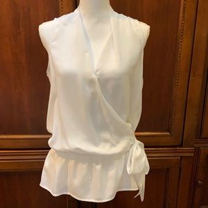 Michael Kors white sleeveless wrap blouse